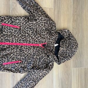 Leopard Print Hooded Jacket with Pink Accents